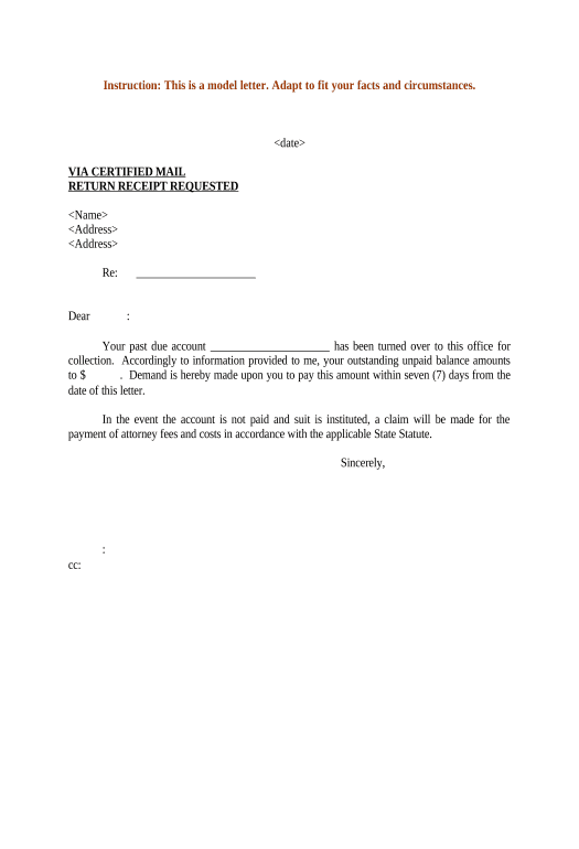 Export Sample Letter for Debt Collection for Client Pre-fill from Smartsheet Bot