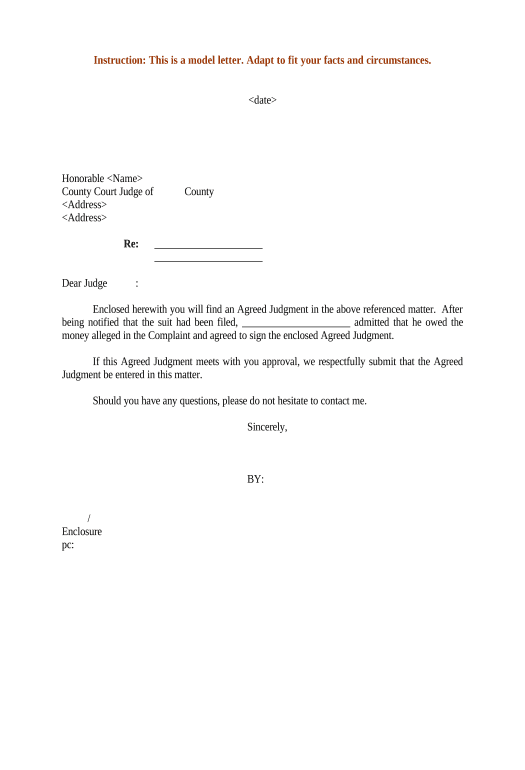 Extract Sample Letter to Judge with Agreed Judgment Salesforce
