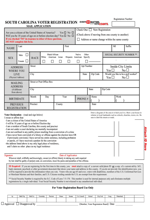 Arrange sc voter registration form