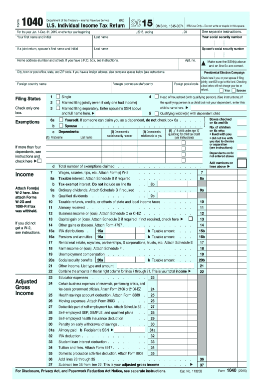 Administer forms 1040 2015