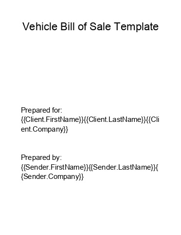 Vehicle (or Car) Bill Of Sale 