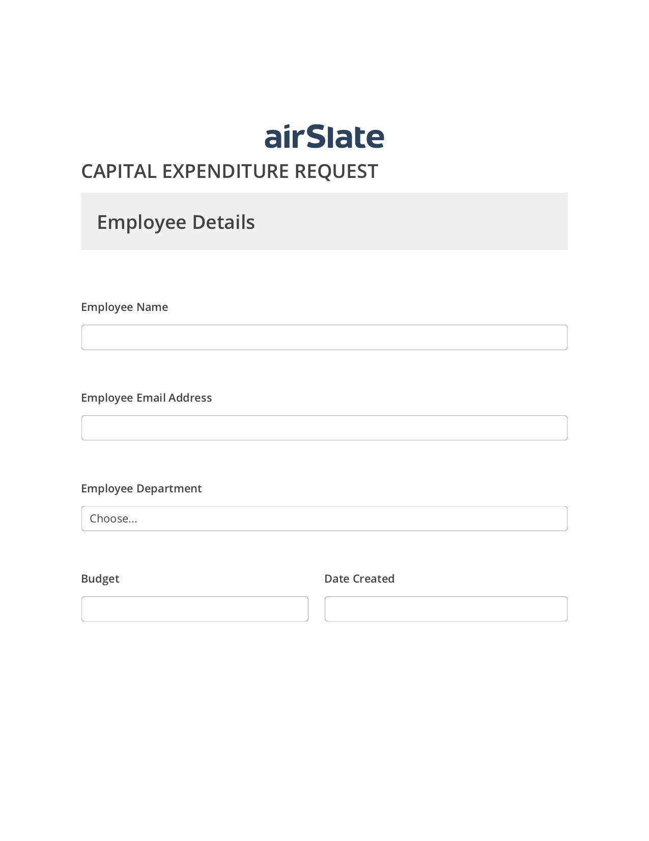 Capital Expenditure Request Approval Workflow Pre-fill from CSV File Bot, Jira Bot, Slack Two-Way Binding