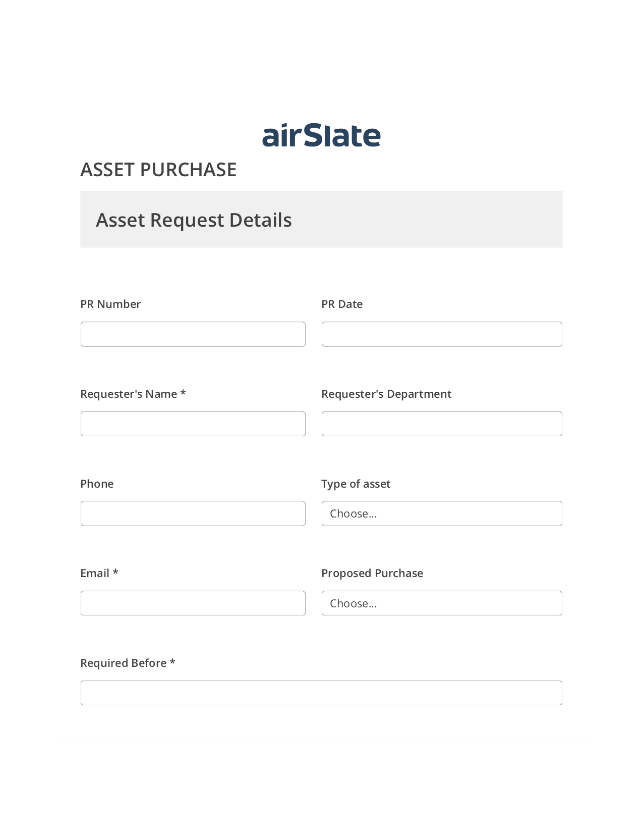 Asset Purchase Workflow Pre-fill Slate from MS Dynamics 365 Records Bot, Set Signature Type Bot, Export to NetSuite Record Bot