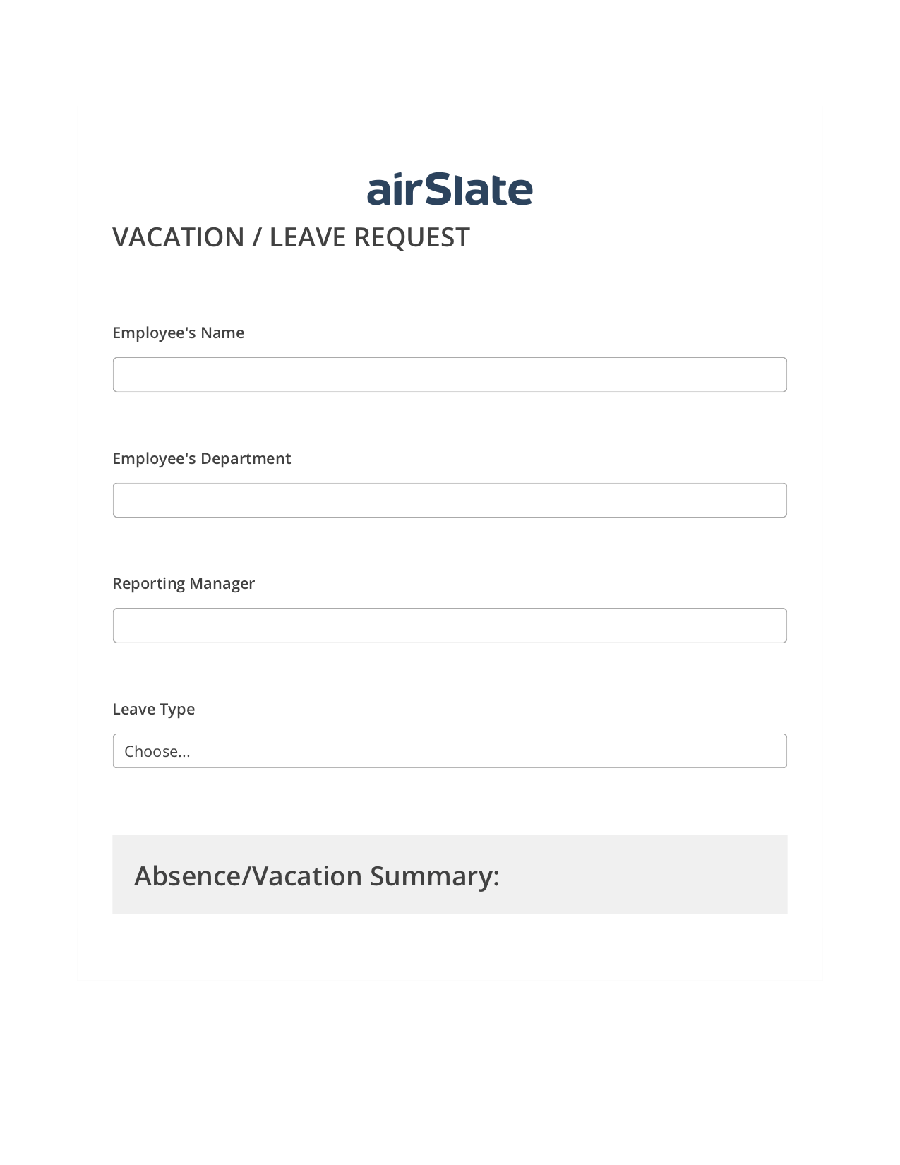Vacation/Leave Request Workflow Pre-fill from Salesforce Records with SOQL Bot, Update Audit Trail Bot, Email Notification Postfinish Bot