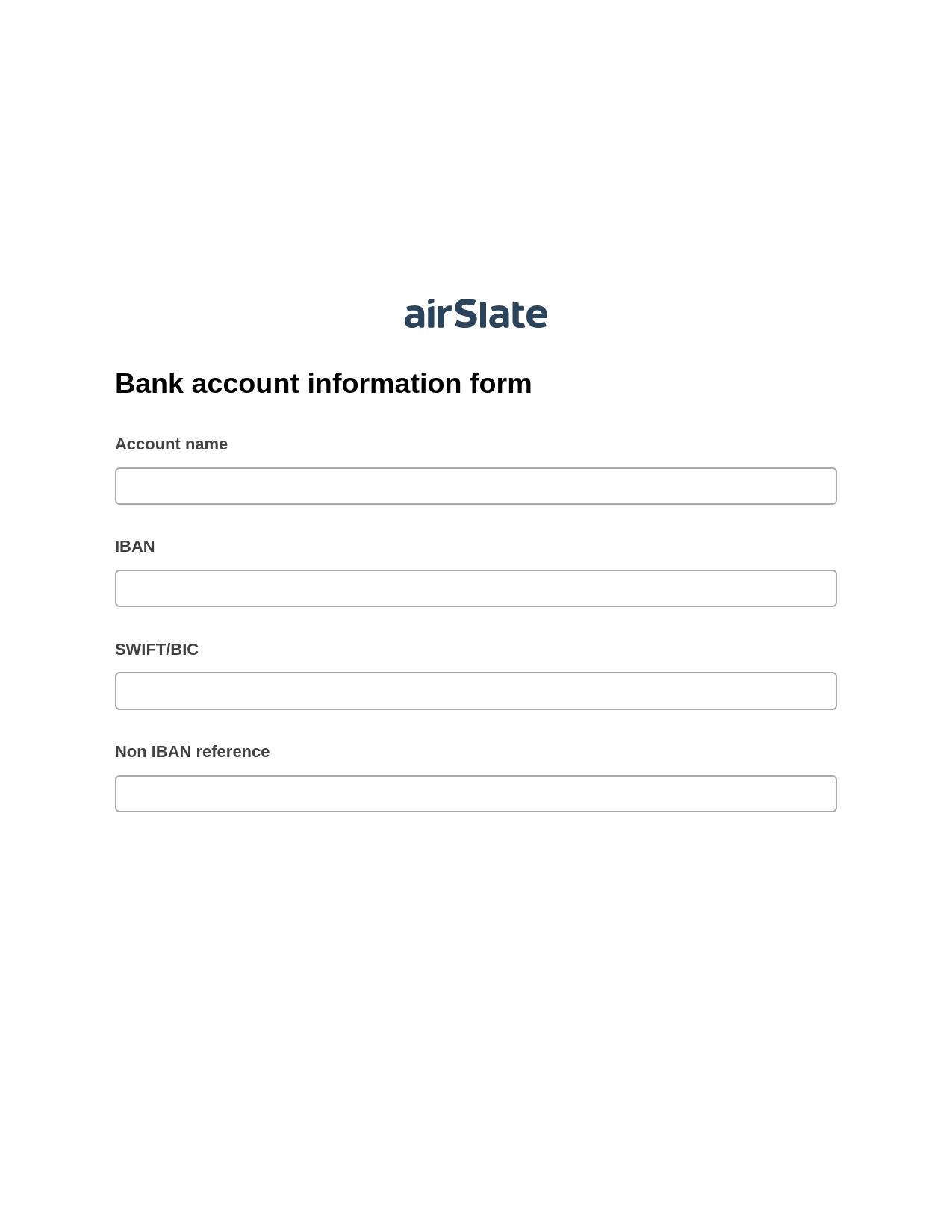 Multirole Bank account information form System Bot - Slack Two-Way Binding Bot, Audit Trail Bot, Export to Smartsheet