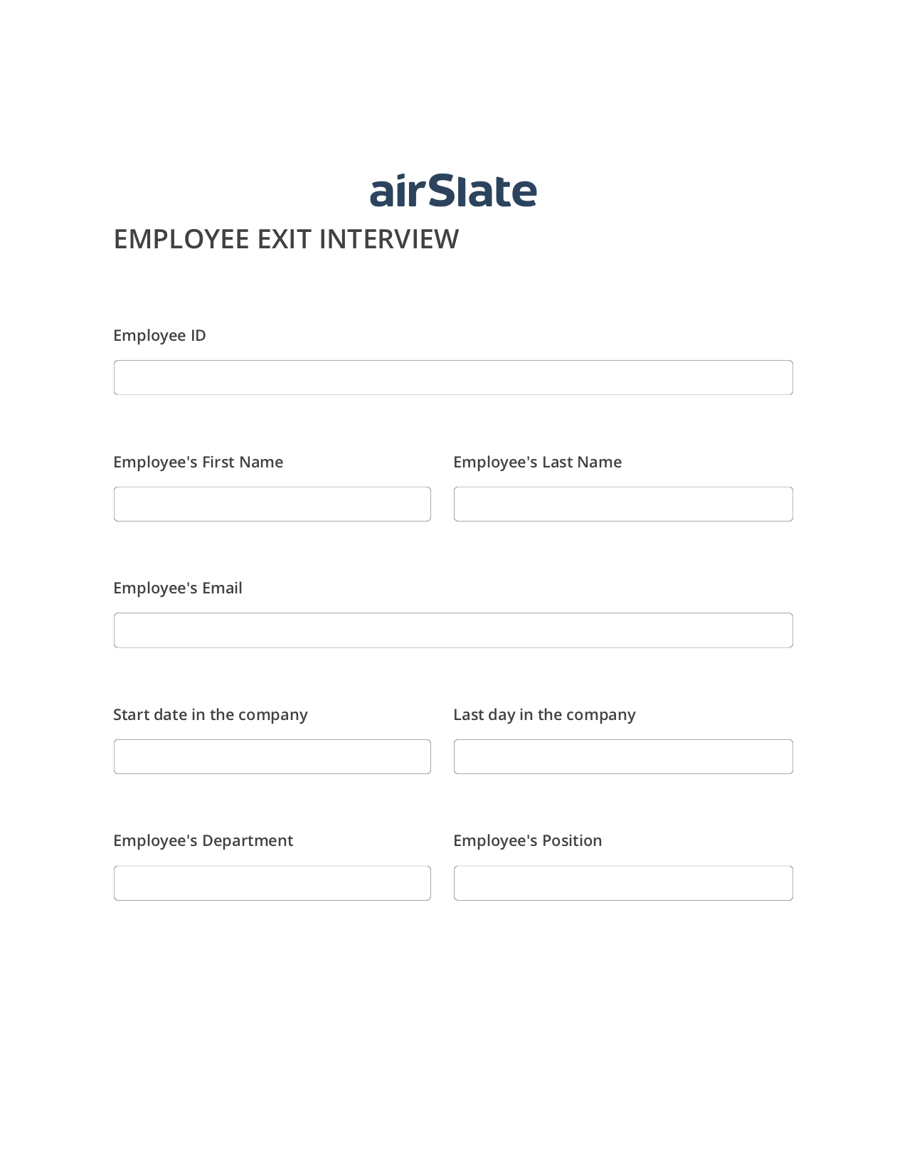 Employee Exit Interview Workflow Pre-fill Slate from MS Dynamics 365 Records Bot, Mailchimp add recipient to audience Bot, Export to Salesforce Bot