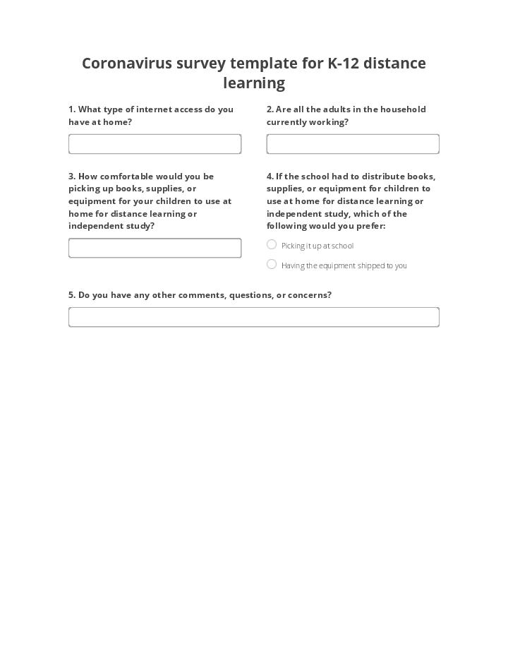 Coronavirus survey template for K-12 distance learning 
