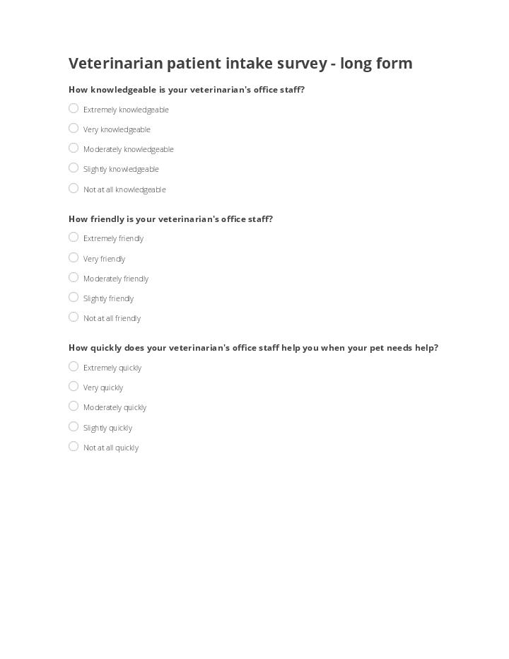 Veterinarian patient intake survey - long form 