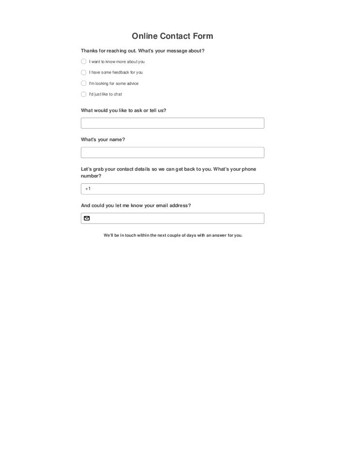 Online Contact Form Template 