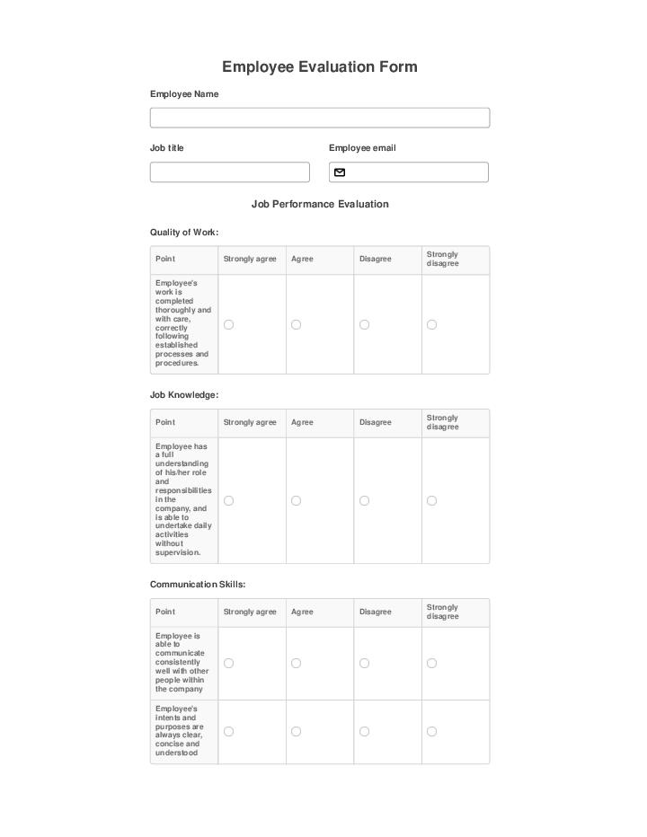 Employee Evaluation Form Template 