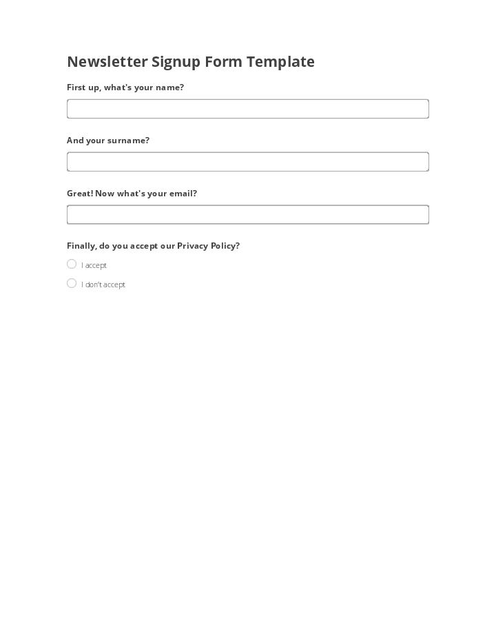 Newsletter Signup Form Template 