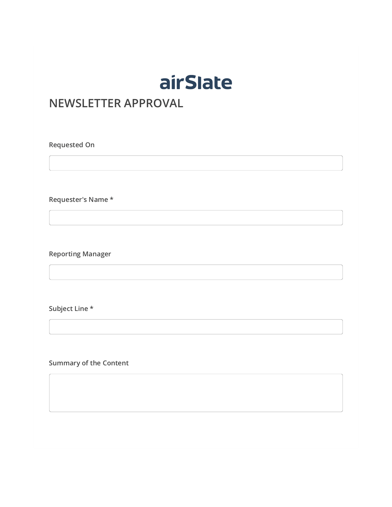 Requesting Newsletter Approval Flow Send a Slate to Salesforce Contact Bot