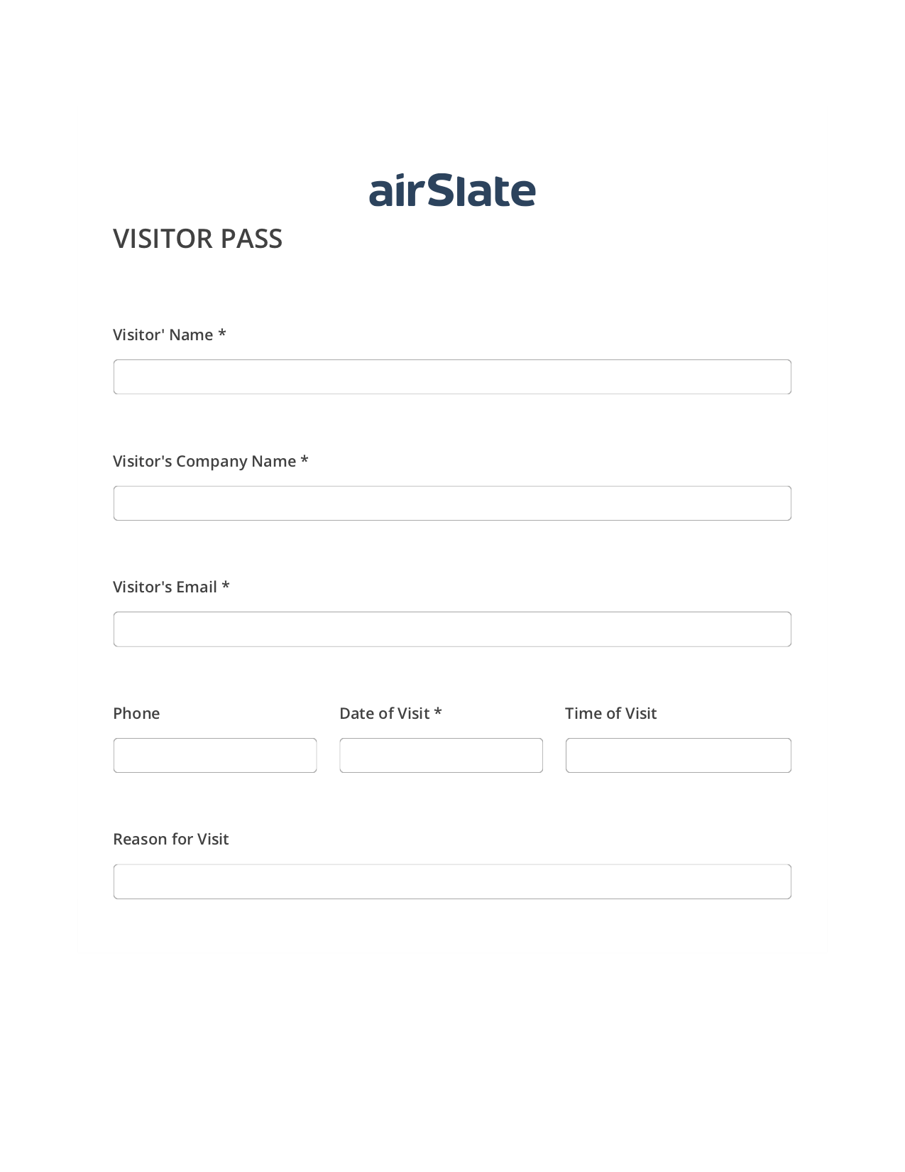 Visitor Pass Flow Create Slate every Google Sheet Update Bot