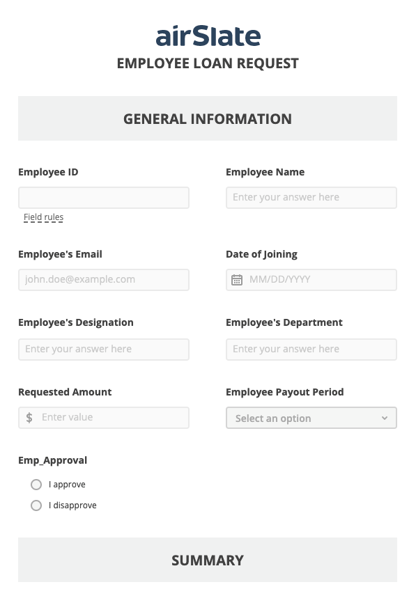 Employment Loan Flow Rename Slate document Bot