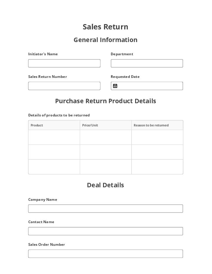 Use Quiz Class Bot for Automating sales return Template