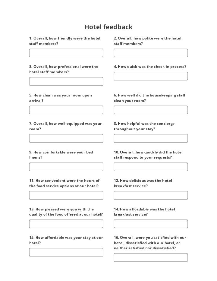 Hotel feedback survey Flow for Oregon
