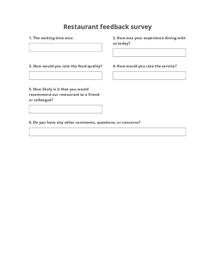 Restaurant feedback survey 
