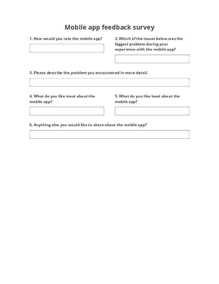 Mobile app feedback survey Flow for Concord