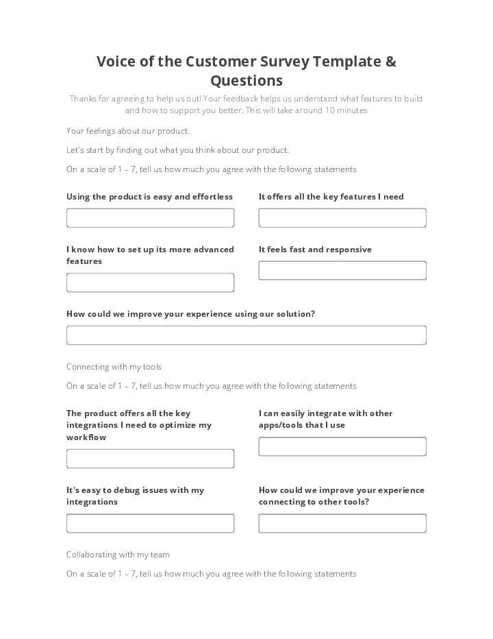 Voice of the Customer Survey Template & Questions Flow for Massachusetts