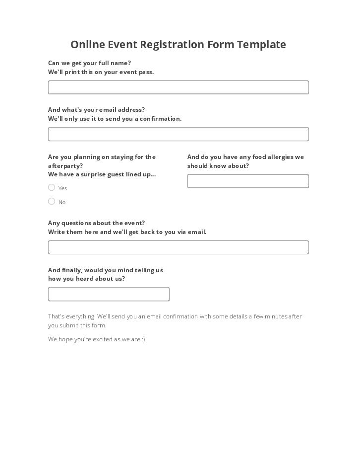 Online Event Registration Form Template Flow for Utah
