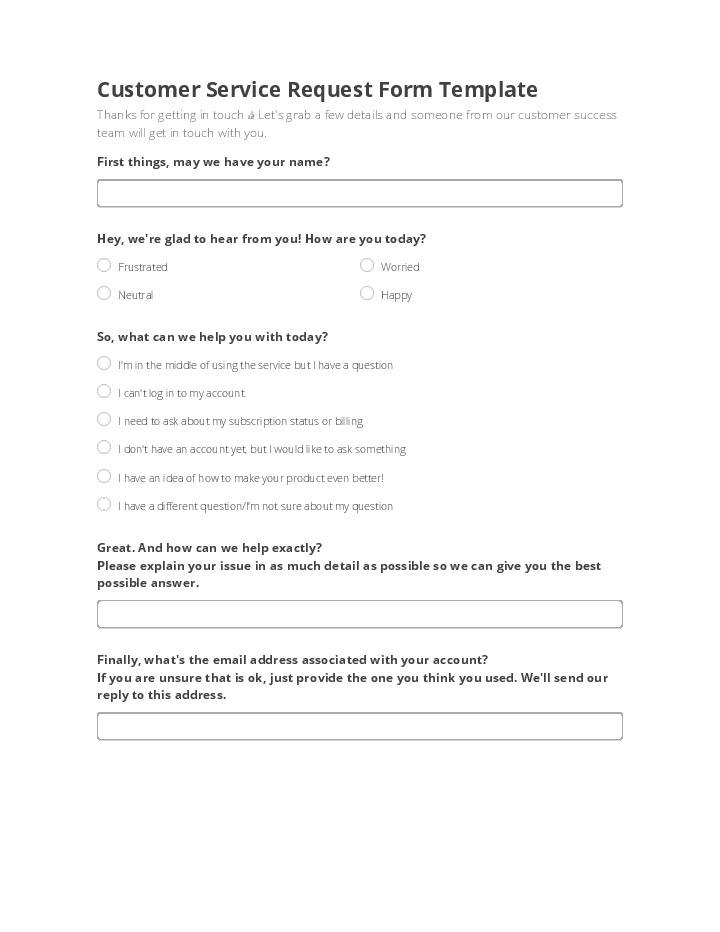 Customer Service Request Form Template 