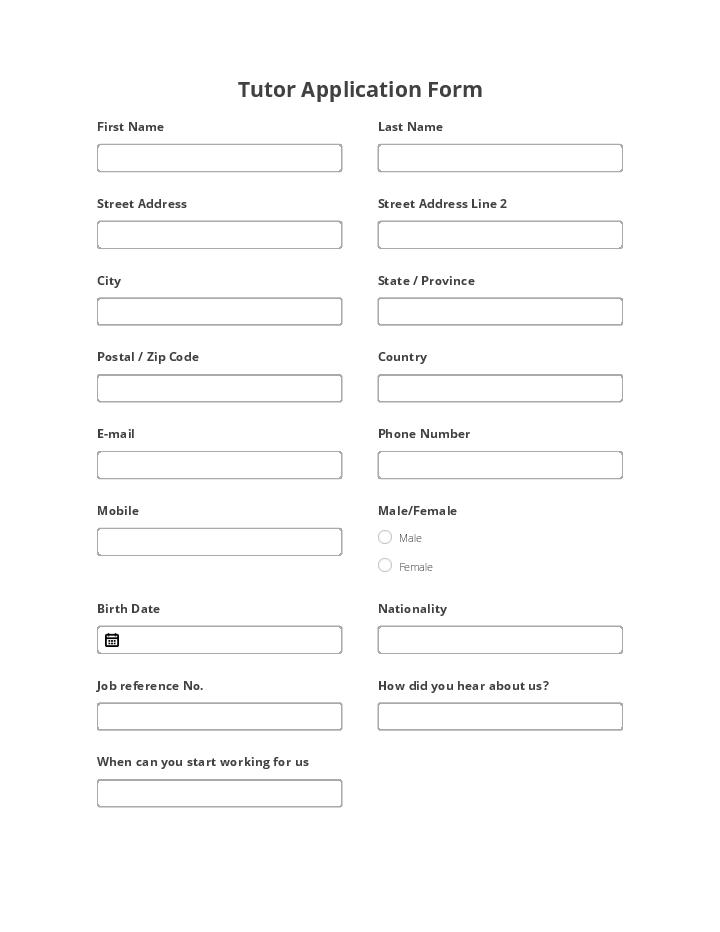 Tutor Application Form         