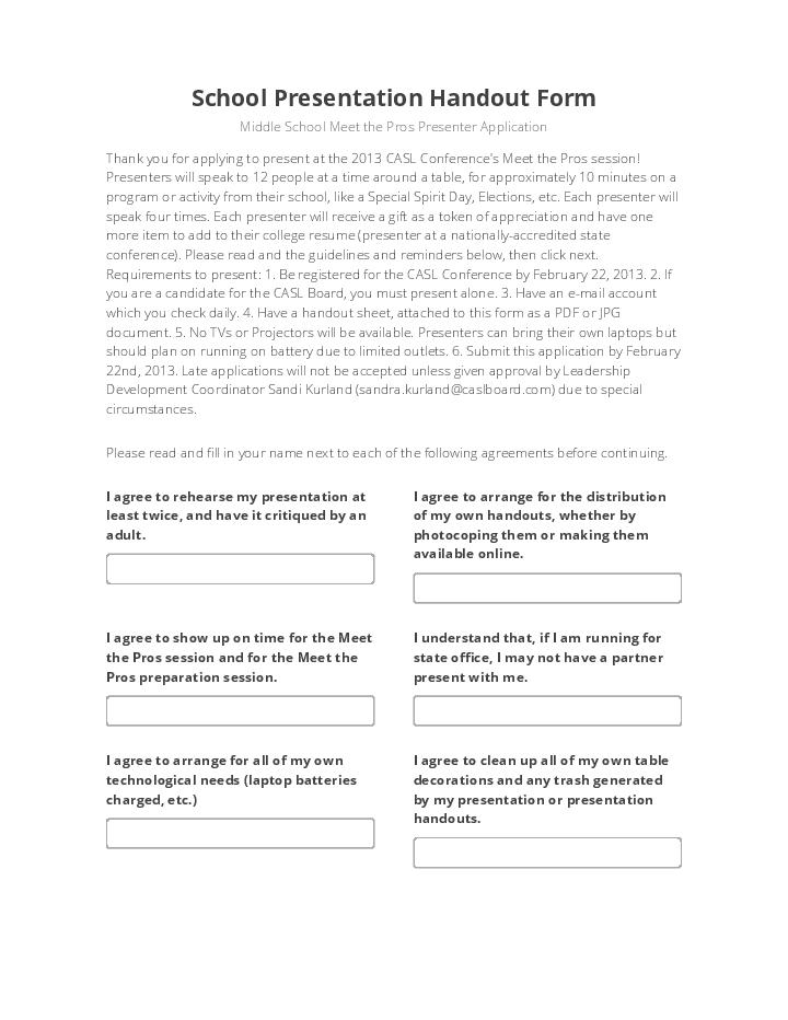 School Presentation Handout Form Flow for Tennessee
