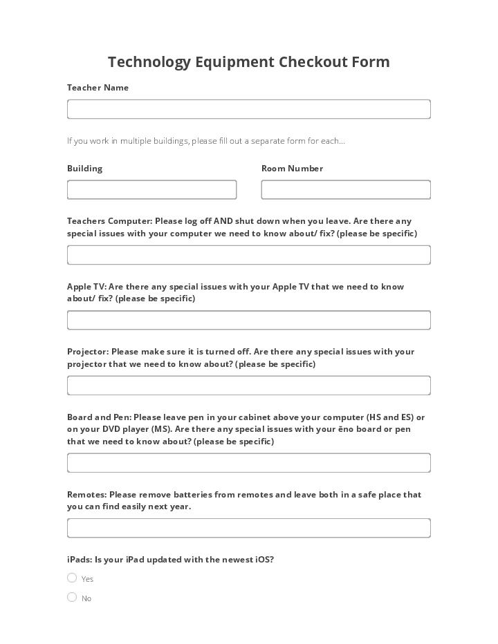 Technology Equipment Checkout Form 