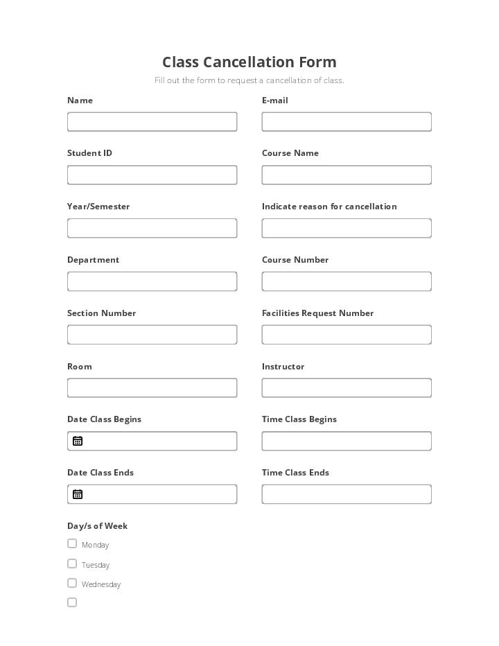 Use Joblogic Bot for Automating class cancellation Template