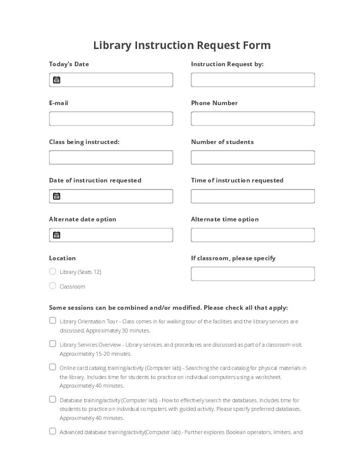 Library Instruction Request Form 