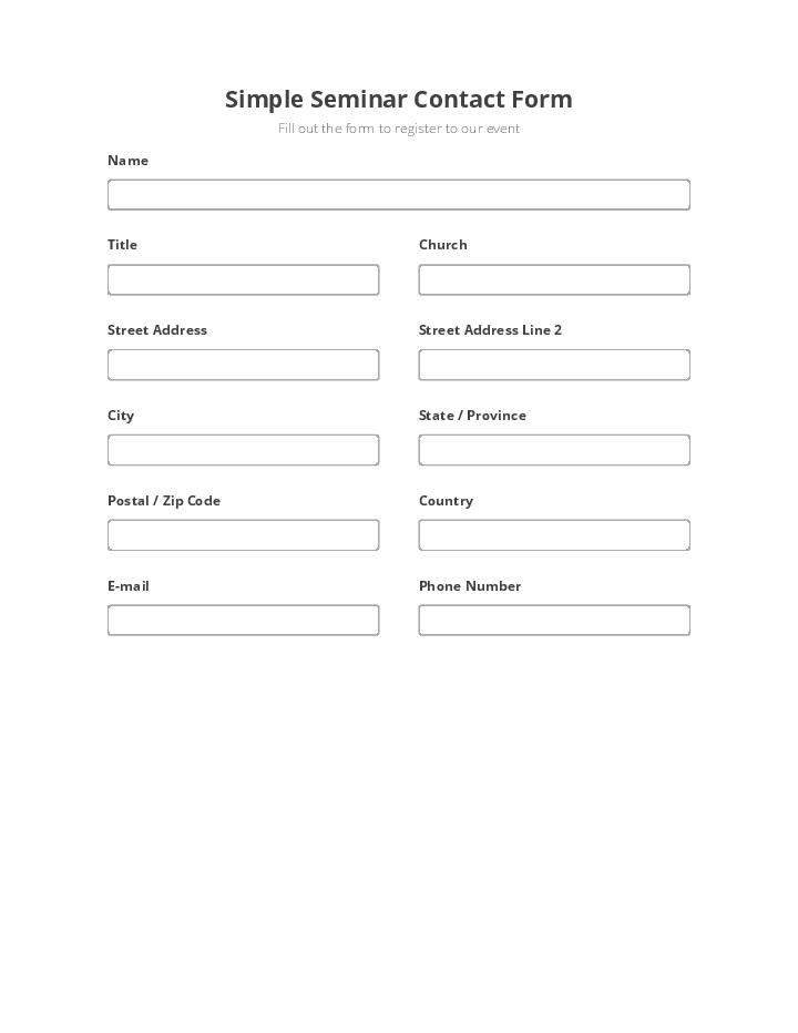 Simple Seminar Contact Form Flow for Texas