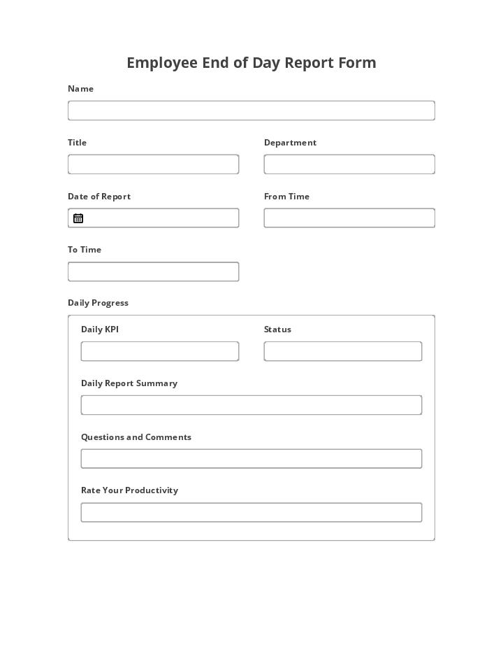 Employee End of Day Report Form Flow for Texas