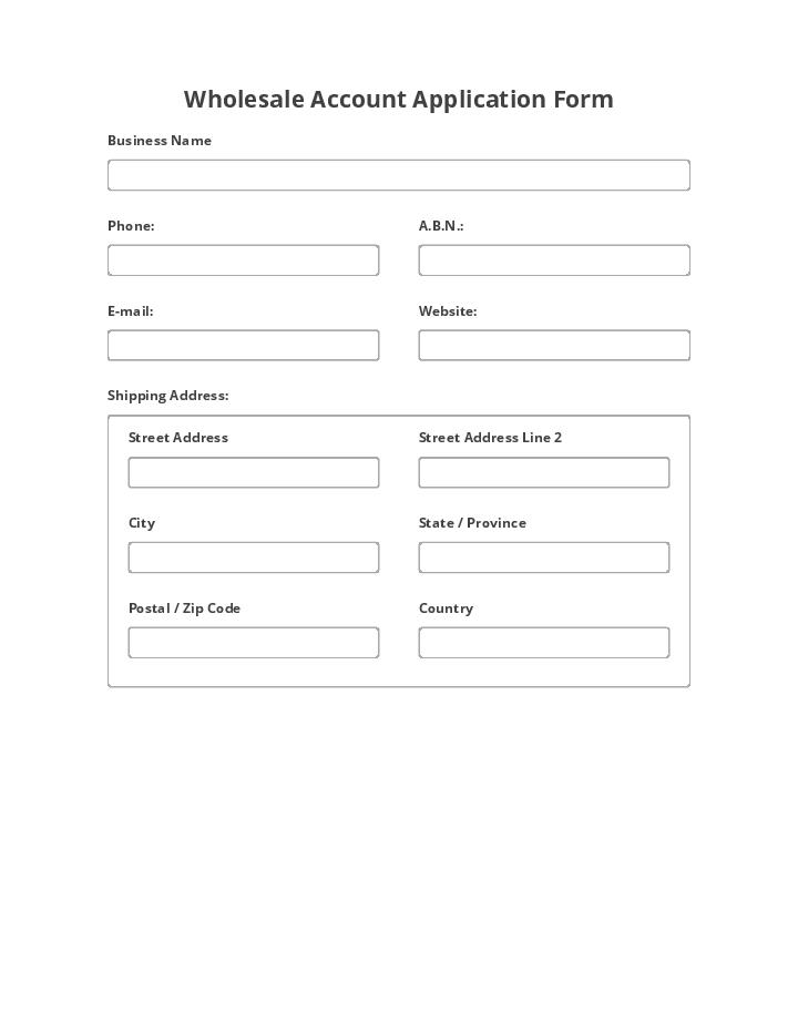 Wholesale Account Application Form Flow for Michigan