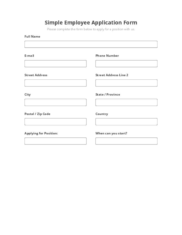Simple Employee Application Form 