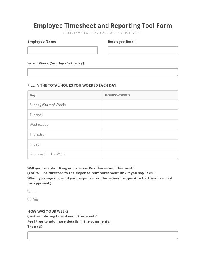 Employee Timesheet and Reporting Tool Form 