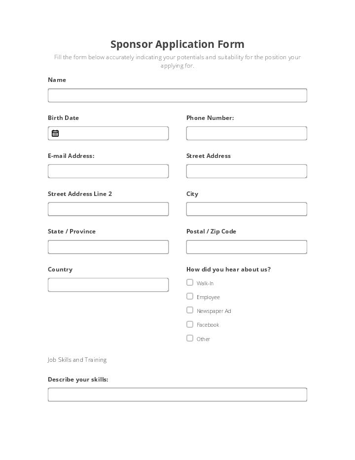 Sponsor Application Form 