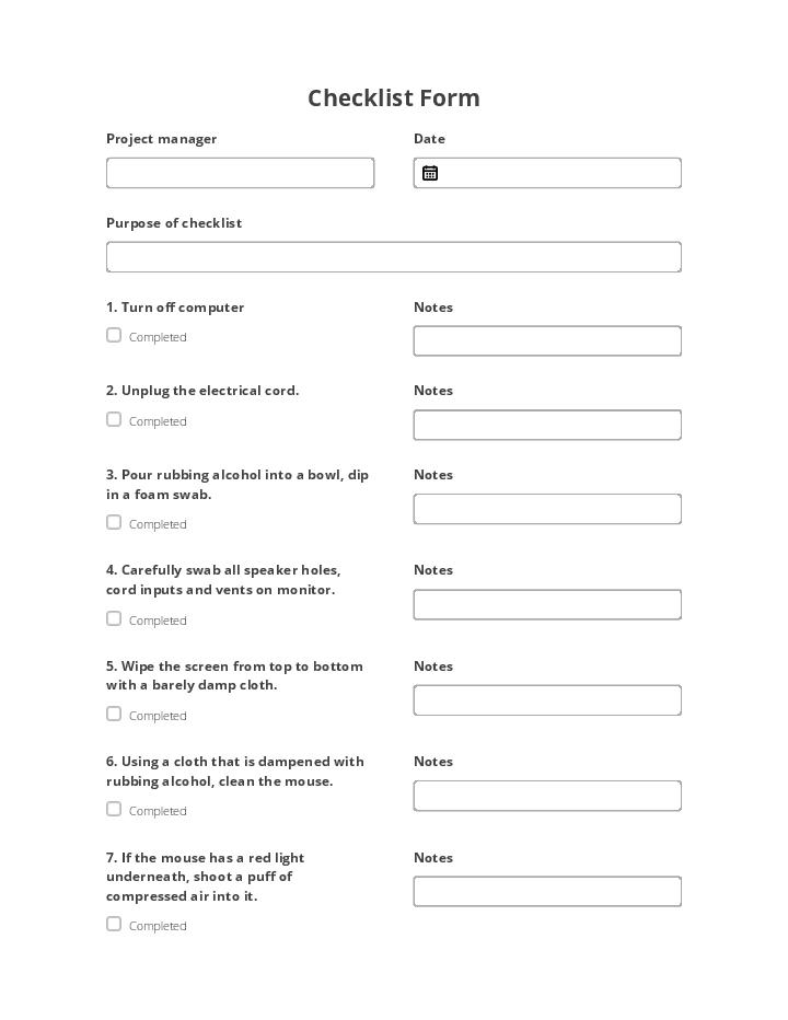 Checklist Form 