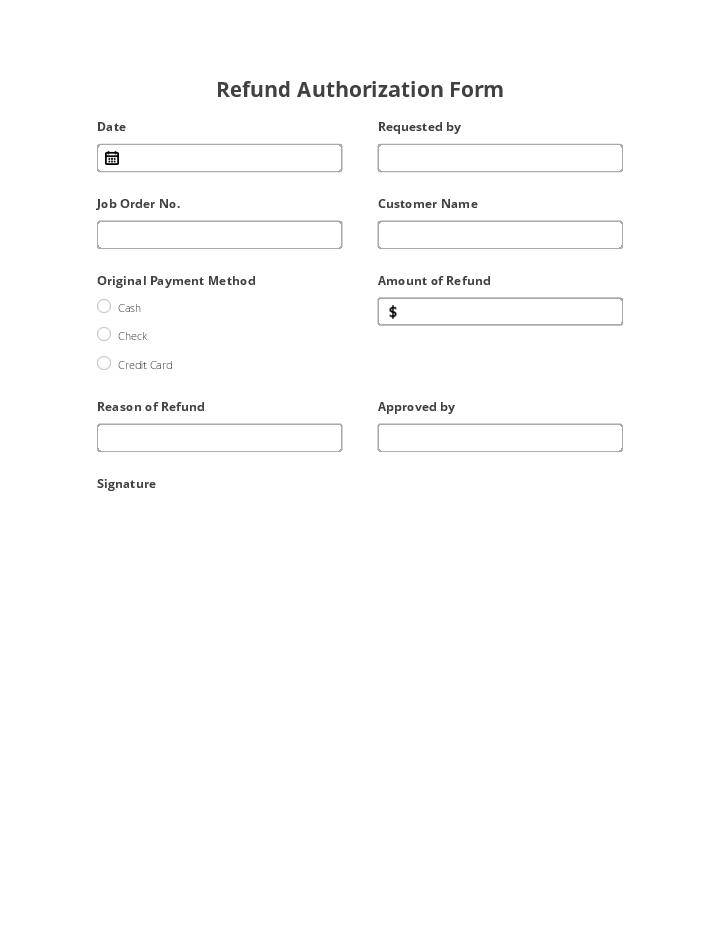 Refund Authorization Form Flow for Kentucky