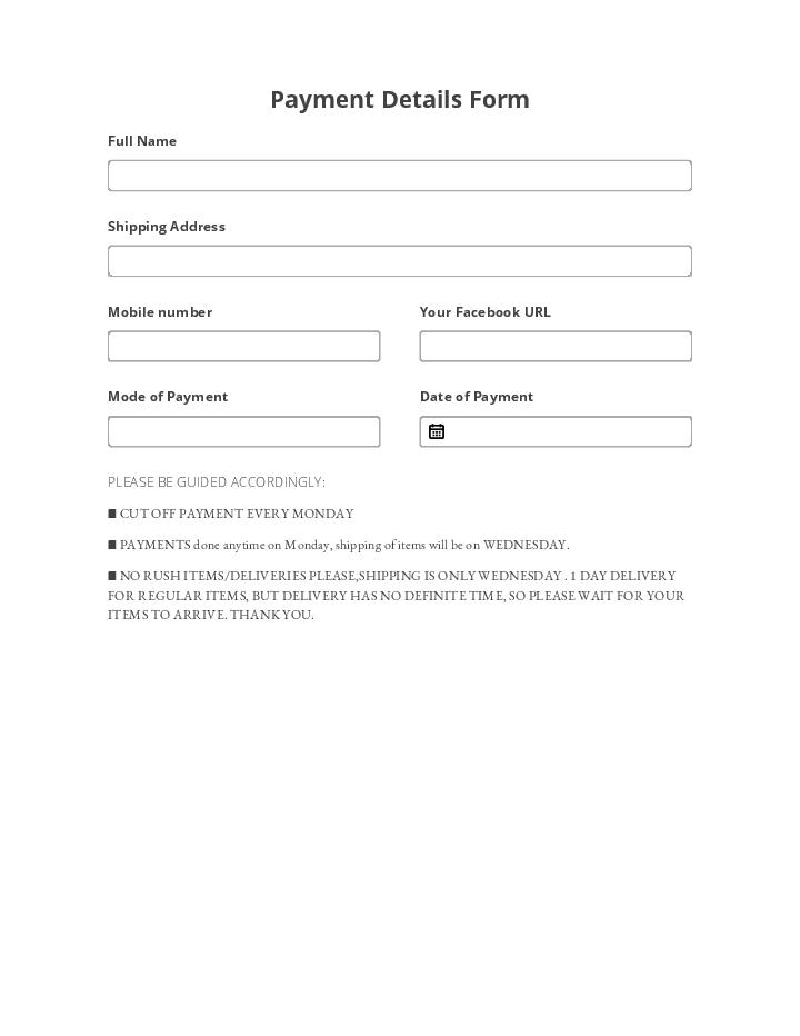 Payment Details Form 