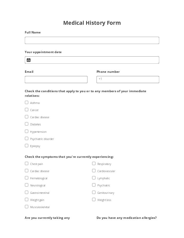 Automate medical history   Template using Citrix ShareFile Bot