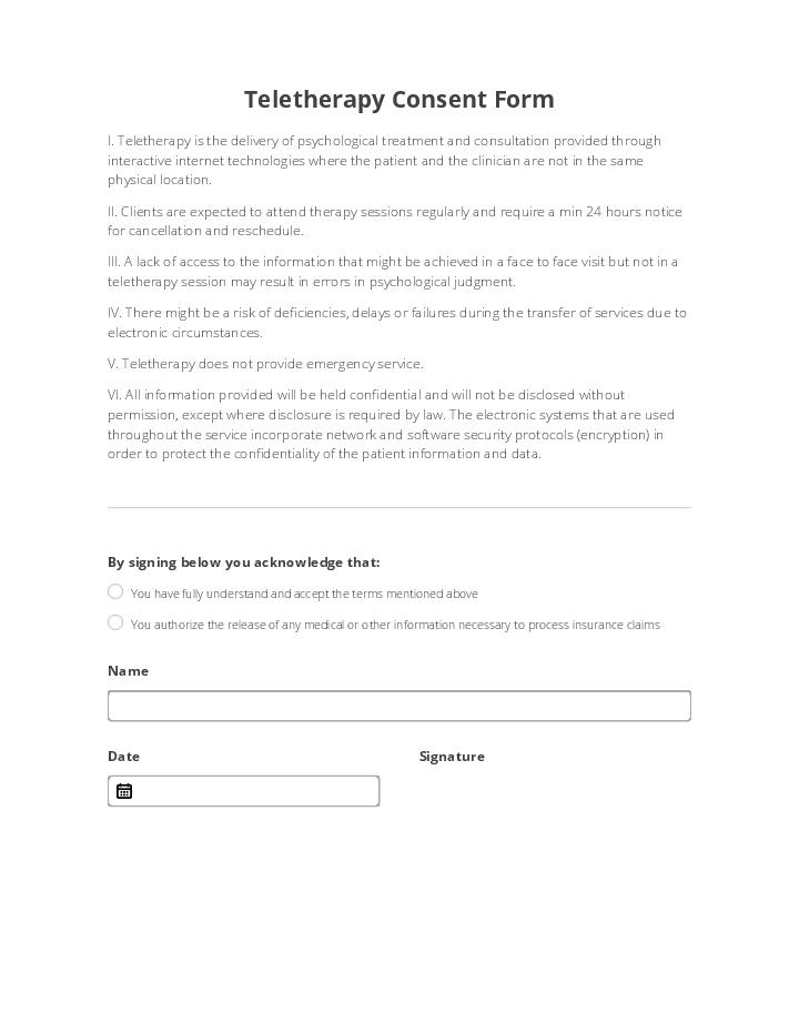 Teletherapy Consent Form 