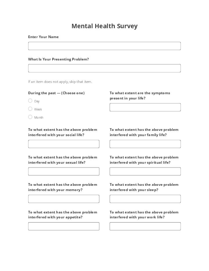 Automate mental health survey  Template using ClickSend SMS Bot