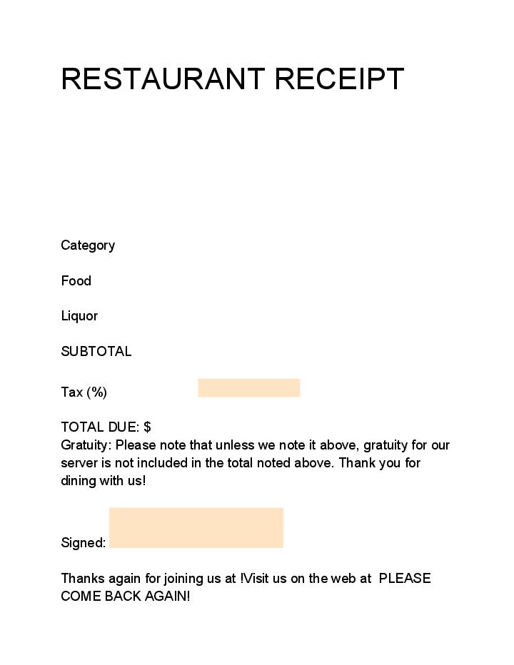 Restaurant Receipt Flow for California