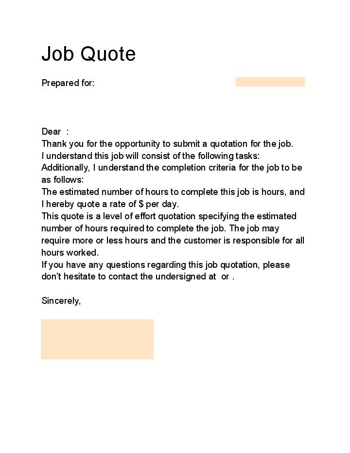 Automate job quote Template using Dialog Bot