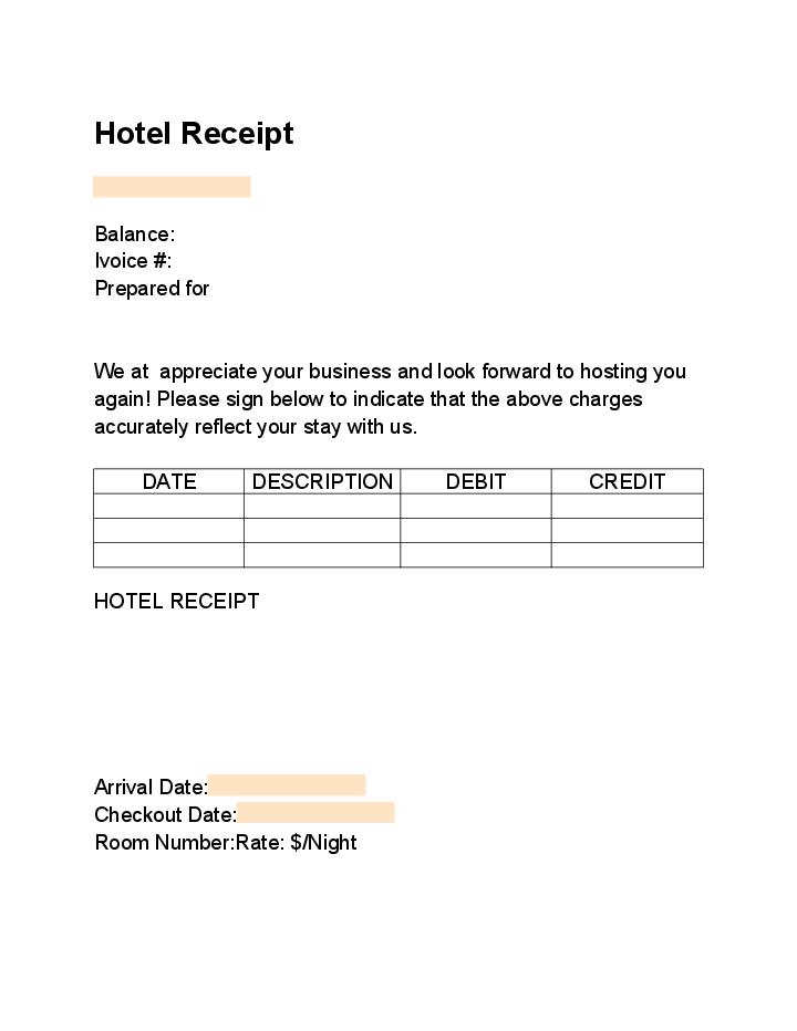 Automate hotel receipt Template using Quipu Bot