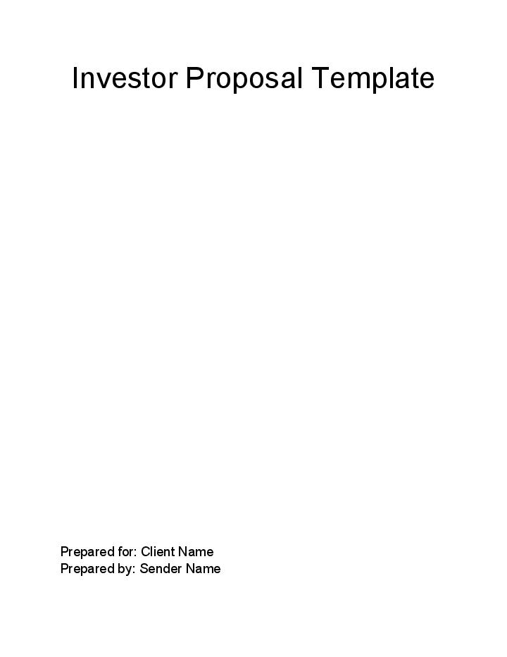 The Investor Proposal 