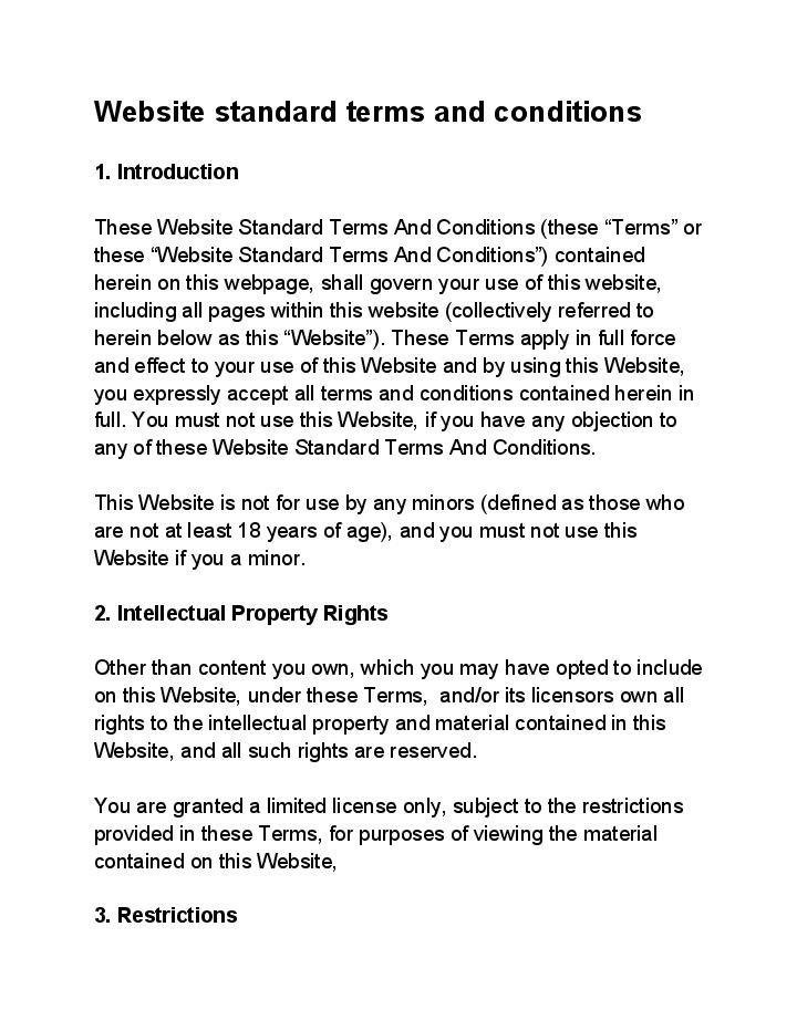Website Standard Terms And Conditions 