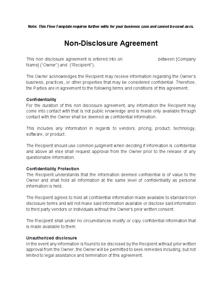 The Non Disclosure Agreement (NDA) 