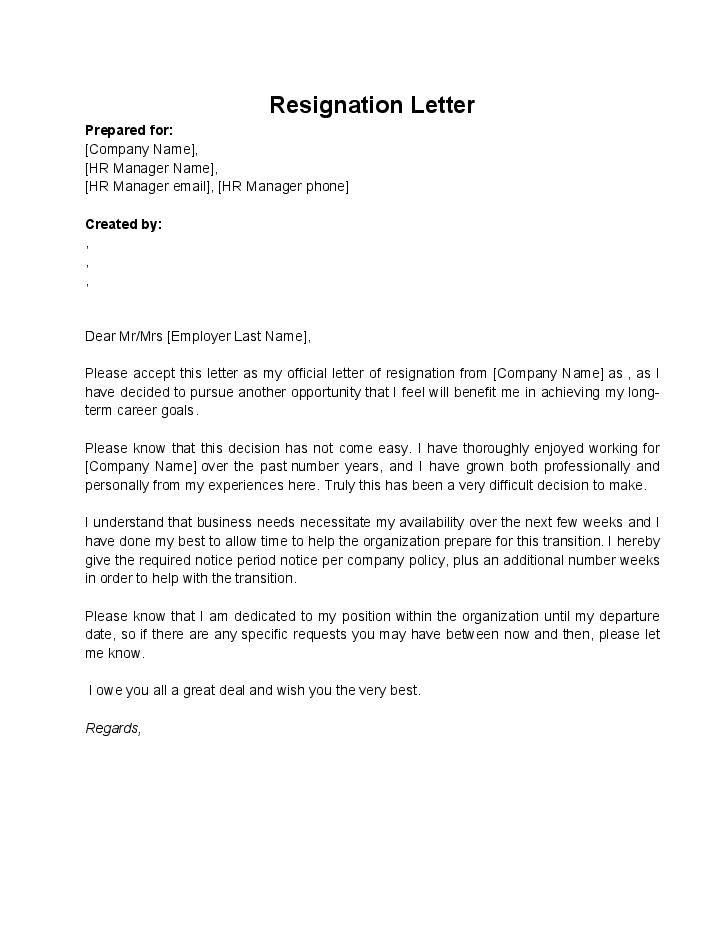 The Resignation Letter Flow for New York