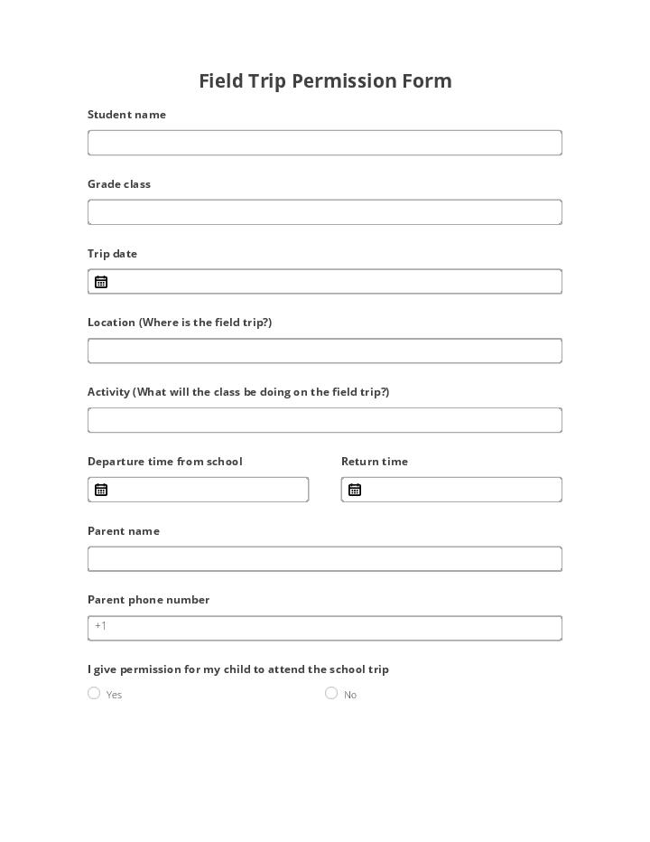 Field Trip Permission Flow Template for Provo